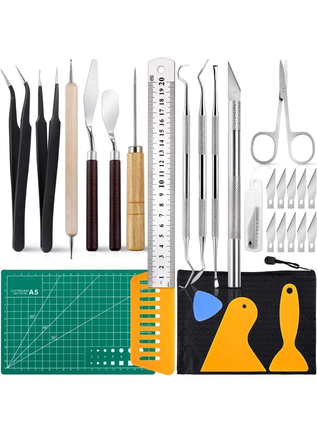 28 PCS Precision Craft Tools Set, Precision Carving Blades, Craft Knife, Weeding Tools Set, Vinyl Weeding Tools Kit, for Weeding Vinyl, Silhouettes, Cameos, DIY Art Work Cutting, Hobby, Scrapbook