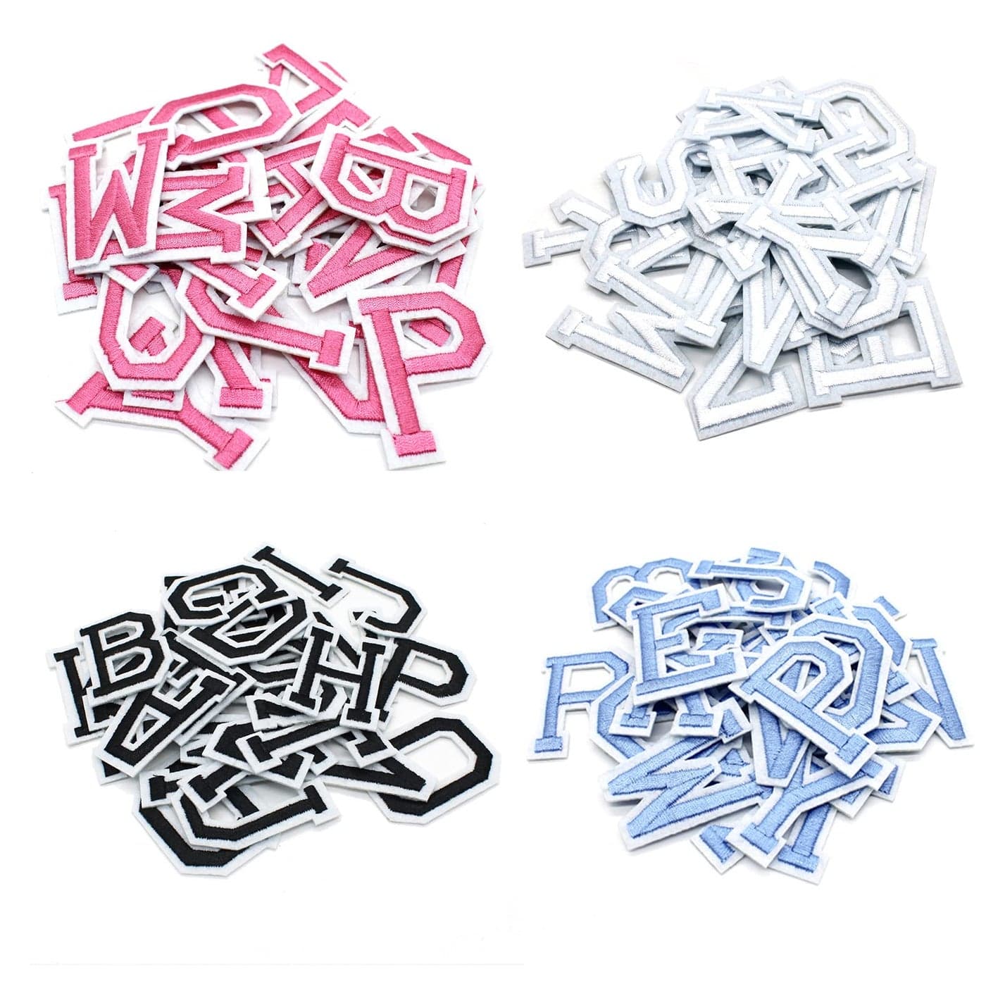 Iron on Letters for Clothing104 Pieces Iron on Patches for Clothing4 Set Letter Patches for Clothing16 x 2 BlackBluePinkWhite