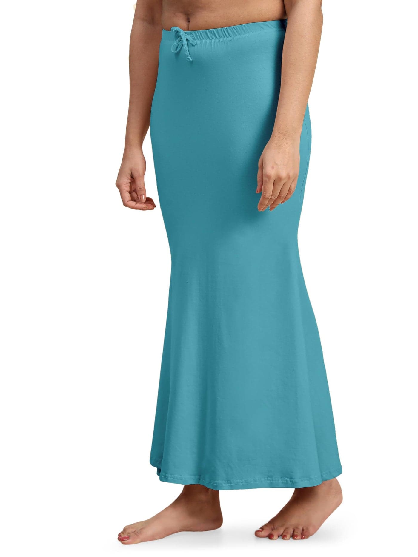 Laavaan Women's Cotton Blend Fishcut Saree Shapewear,Petticoat,Skirt, Comfortwear(shapewear-sky-blue-l-03)