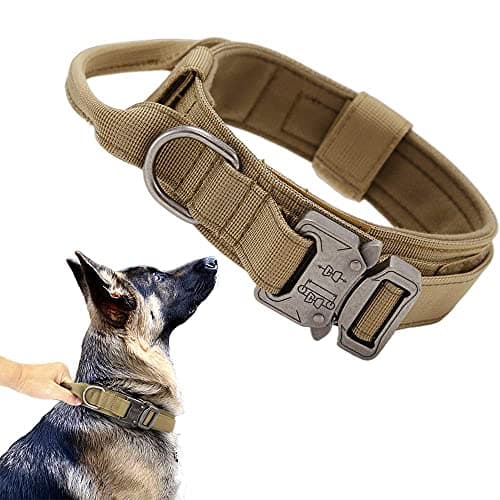 Qpets Dog Collar Adjustable Nylon Tactical Dog Collar with Strap Handle Dog Training Collar Quick Release Metal Buckle for Small Medium Large Dogs (L, 17''-20.5''/43-52 Cm), Multicolor