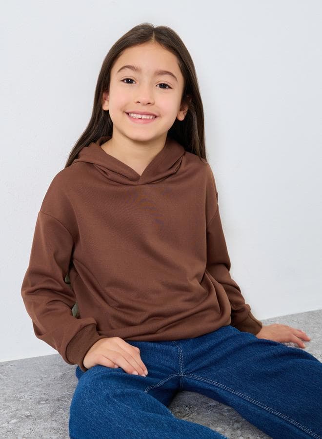 Solid Hoodie With Dropped Shoulder