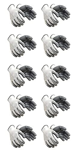 RK Trends Nylon Anti Cut Hand Gloves Heavy Duty Reusable Hand Gloves for Garden Industrial Farming work Men Women White Grey 10 Pairs