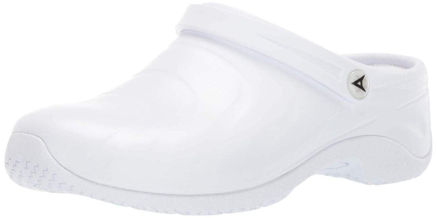 Anywear Zone Nursing Clogs for Women and Men - Lightweight Slingback Non-Slip Work Shoes with Exceptional EVA Cushioning, Ventilated Insoles - White, 10 Women/8 Men