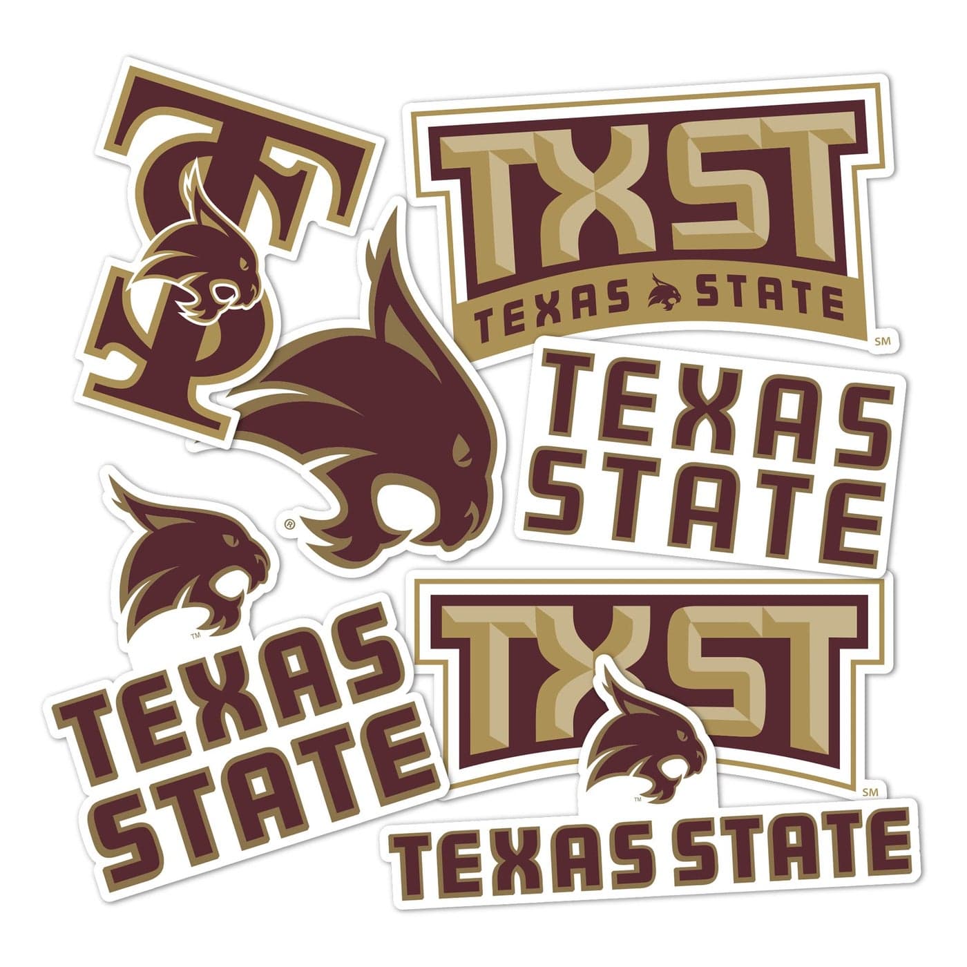 Desert Cactus Texas State University Sticker TXState Bobcats Vinyl Decals Laptop Water Bottle Car Scrapbook Sheet T2 Type 2