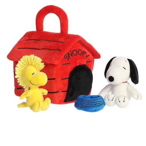 Aurora Adorable Peanuts Snoopys Dog House Playset Stuffed Animal Officially Licensed Toys for All Snoopy Fans Nostalgic Gift for Adults and Birthday Celebrations Multicolor 7 Inches