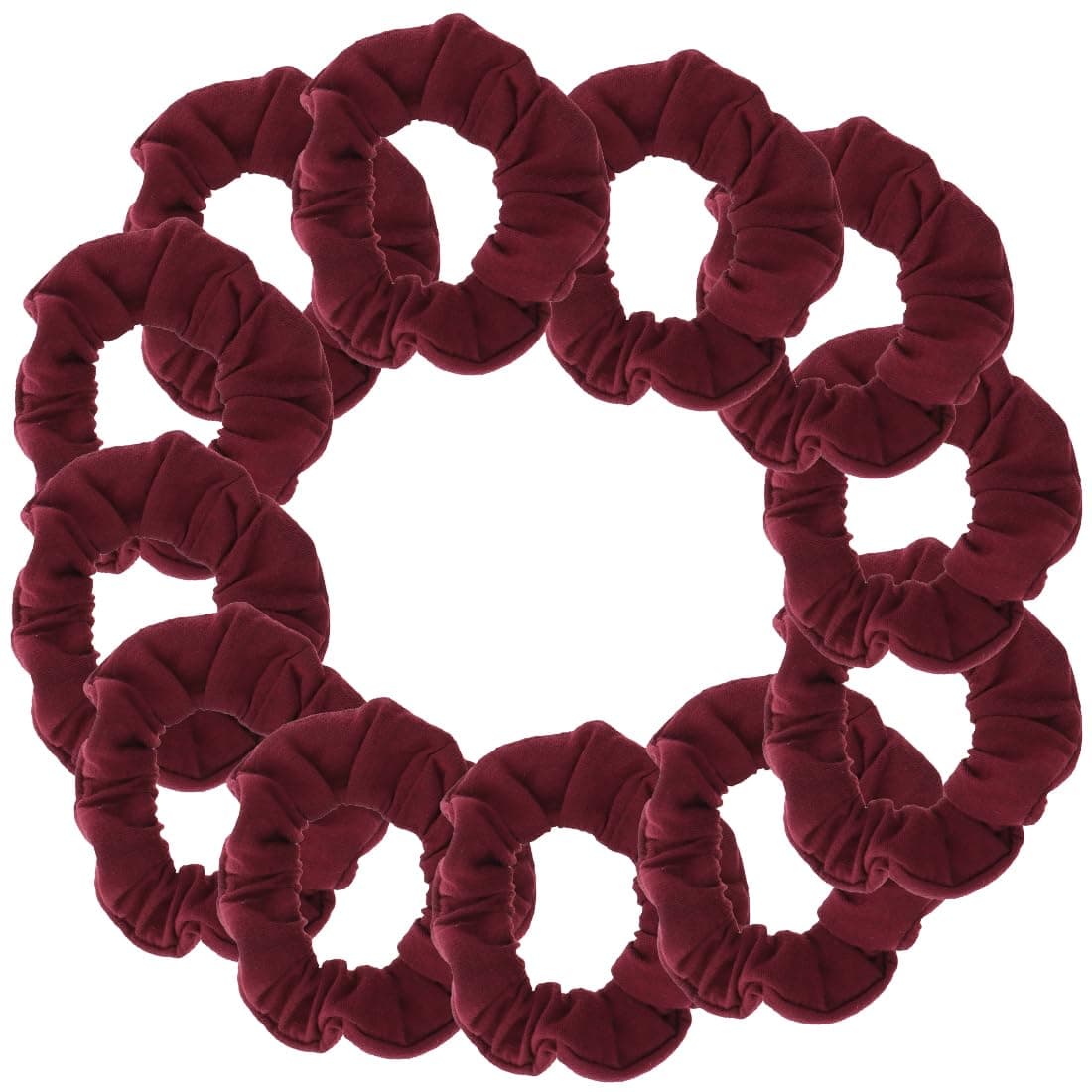 12 Pack Solid Hair Ties Scrunchies Burgundy
