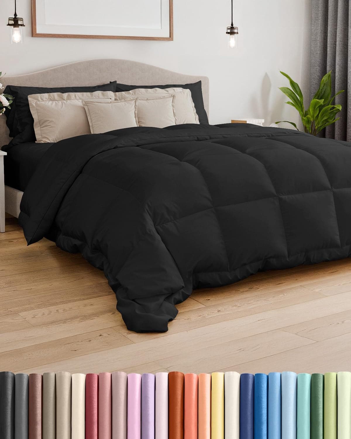 Twin Size, Black Alternative Down Comforter - Warm, Lightweight & Breathable Hotel Quality Bedding Set for Men, Women, Kids and Teens - All Season Oversized Cooling Microfiber Duvet Insert Comforter