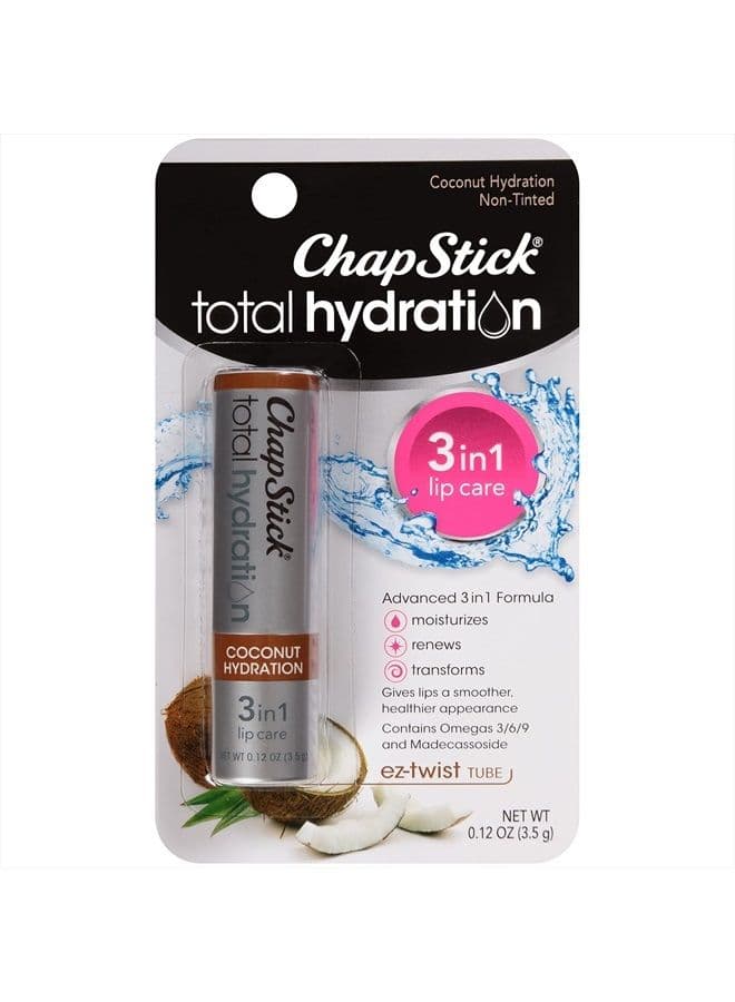 Total Hydration Coconut Lip Balm Tube, Hydrating Coconut ChapStick for Lip Care - 0.12 Oz