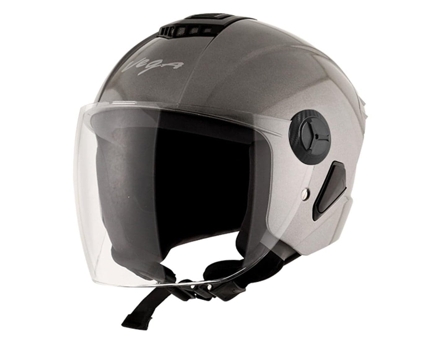 Vega Aster Dx ISI Certified Full Face Motorcycle Helmet with Durable ABS Outer Shell High Density EPS Liner Scratch Resistant Visor Quick Release Buckle Comfortable Inner Padding Anthracite Helmet-L