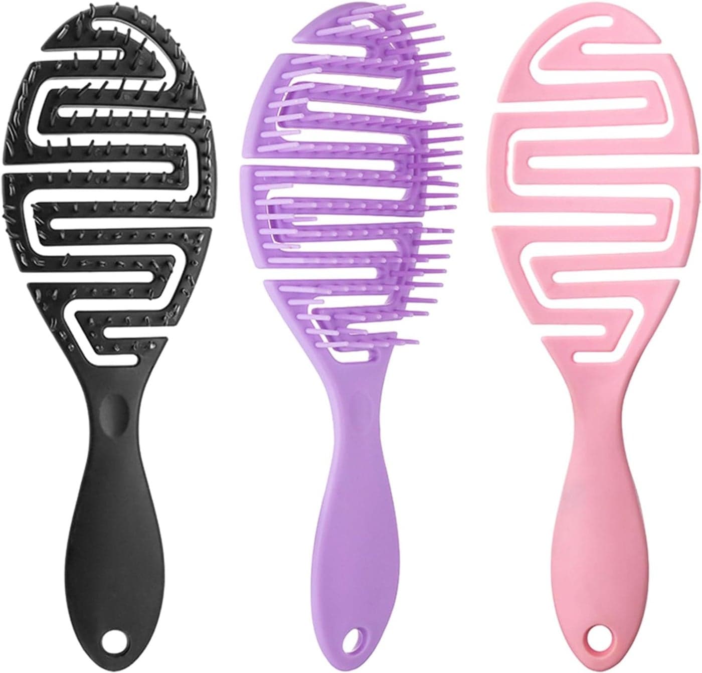 3 Pcs Detangle Hair Brush Flexible Hair Brush Wet Styling Hairbrush Unique Spiral Hairbrush for Women Girls