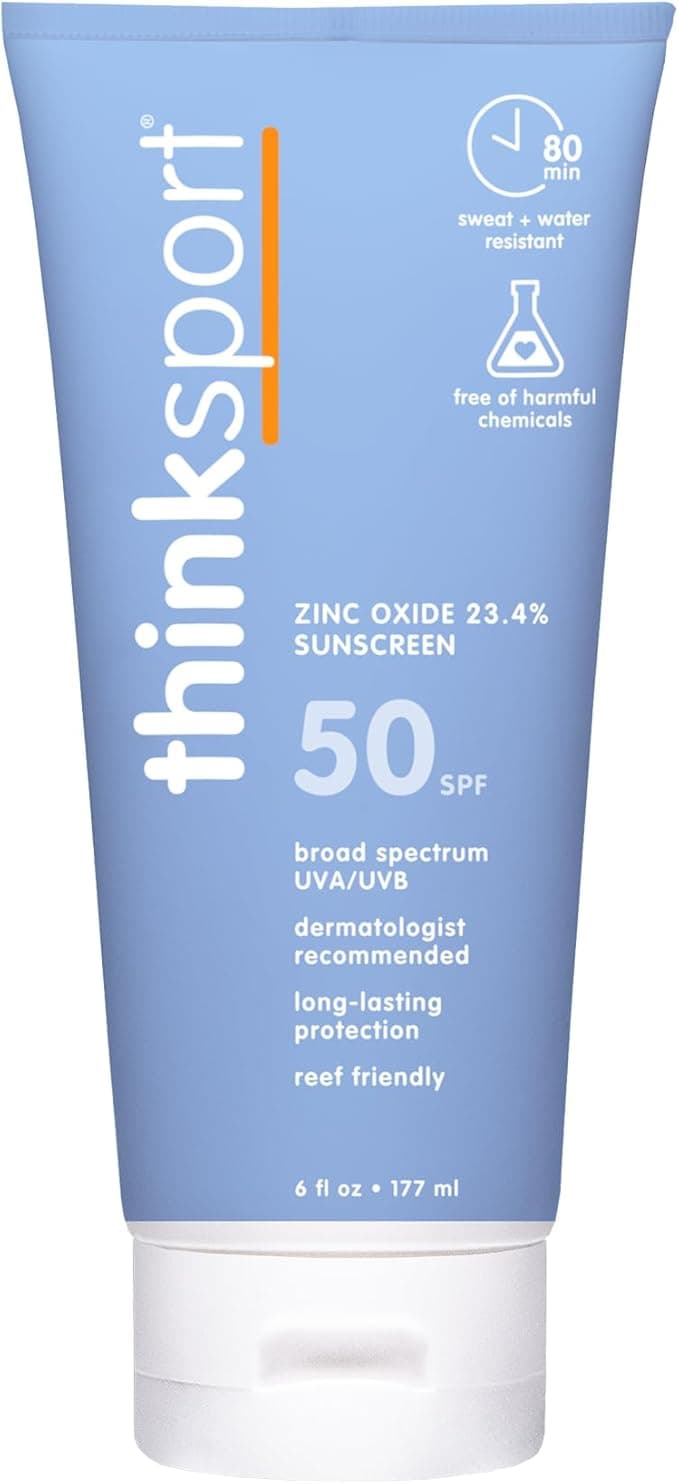 ThinkSport Sunscreen 50 SPF 177ml 6oz Safer Zinc Oxide Mineral Formulation Ideal for all Sport and Outdoor Pursuits NonToxic Ingredients