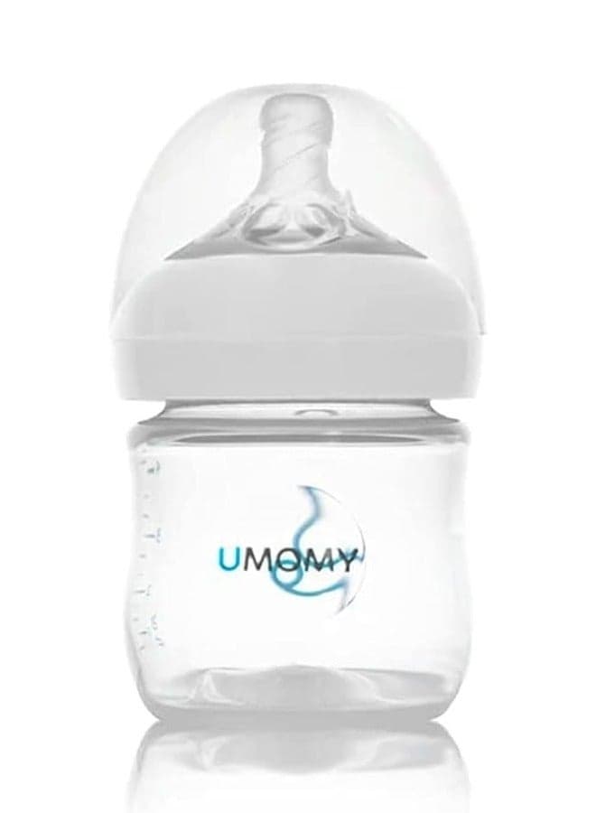 Baby Bottles for 6+M Baby, PP Anti Colic Infant Bottles, Silicone Rubber Teat, Wide Neck Breast-Like Nipple Med Flow Breast-feeding Toddler Bottle, White, 125ml