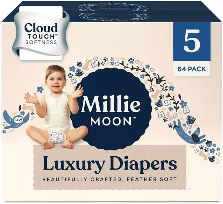 Millie Moon Luxury Diapers Size5 and Count64 WhitePack of 1