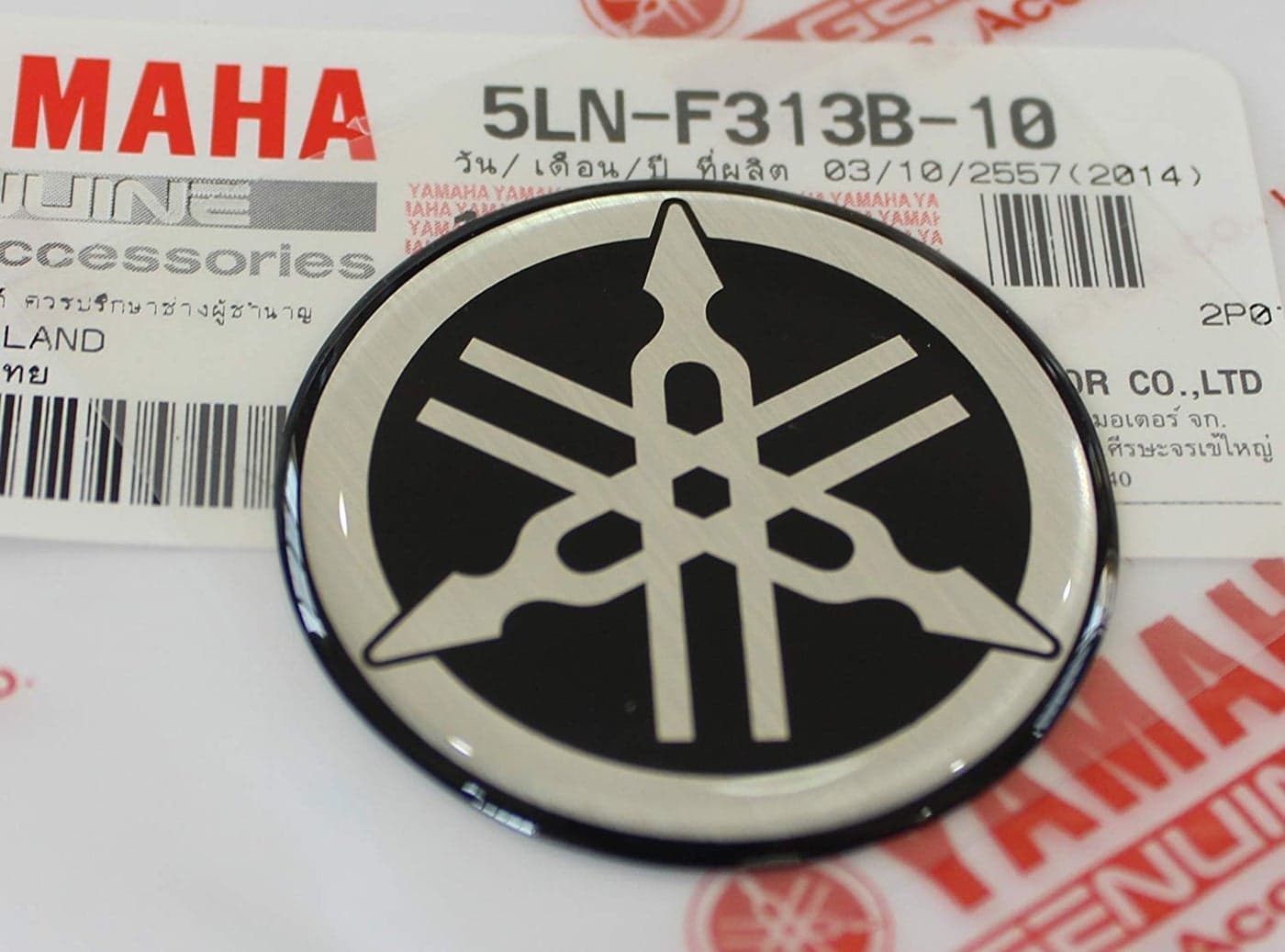 Yamaha 5LNF313B10 Genuine 40MM Diameter Yamaha Tuning Fork Decal Sticker Emblem Logo BlackSilver Raised Domed Gel Resin Self Adhesive MotorcycleJet SkiATVSnowmobile