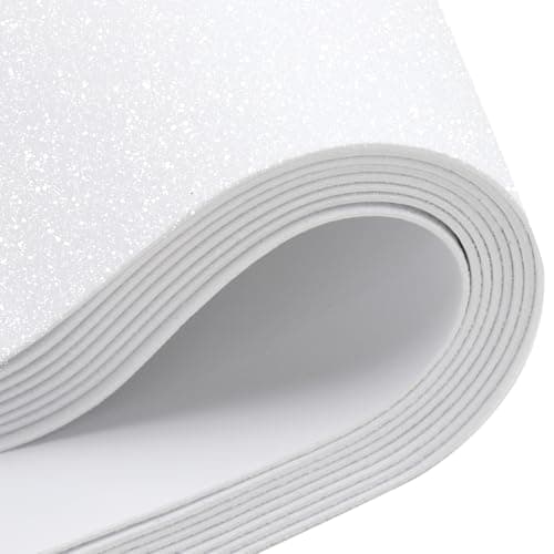 8 Sheets Glitter Foam Sheets 8 x 12 inch Sparkles Self Adhesive Sticky Foam Paper for DIY Projects Scrapbook Gift Party Decoration White