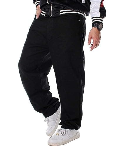 Ylingjun Baggy Jeans for Men Casual Loose Fit Hip Hop Skateboard Baggy Denim Pants (Black 109, 34)
