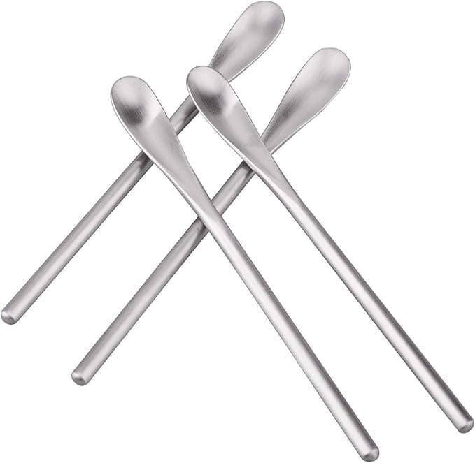 4 Pcs SUS304 Stainless Steel Coffee Stirrers, 5.9-Inch, Ideal for Espresso, Tea, Cocktails, and Mixing Condiments Dishwasher Safe Brushed Finish Elegant Design Multipurpose for Home, Cafes and Events
