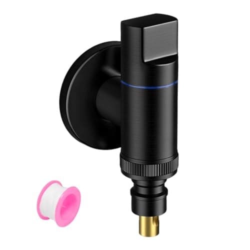 HASTHIP® Washing Machine Taps for Home, System Space Saving Small Full Metal Faucet for Laundry Universal 1/2'' Washing Machine Tap, Black