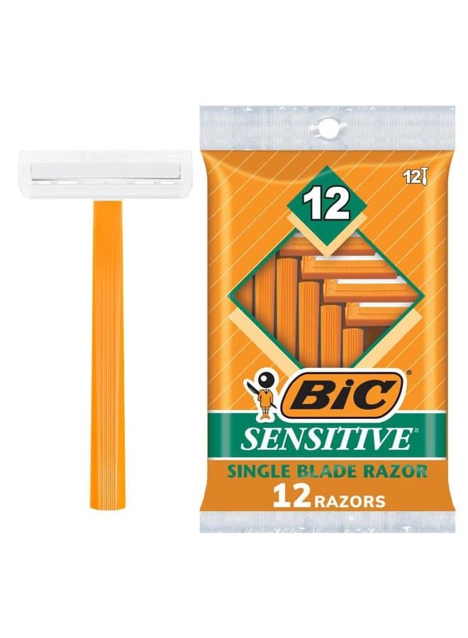 Sensitive Men's Single Blade Disposable Razor, 12 count (Pack of 12)