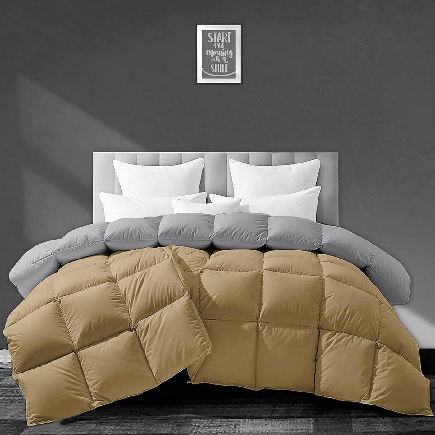 BEDDY FUSION 500 GSM Winter Comforter Double Bed Size 90X100 Premium Collection Heavy Winter Comforter 500 GSM Microfiber Fill DuvetBlanket Double Bed BeigeSilver Grey Color