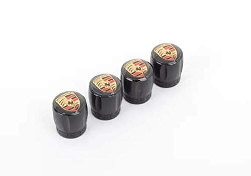 Porsche Black Aluminum Valve Stem Caps for Passenger Cars