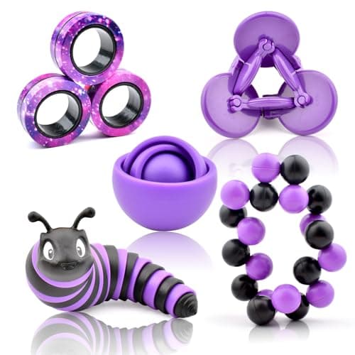 Fidget Toys Kids Pack Autism Sensory Toys Set for Adults Fidget Spinner Slug Magnetic Rings Cool Gadget for Men Boys Teens ADHD Stress Relief Desk Toy Gift Idea