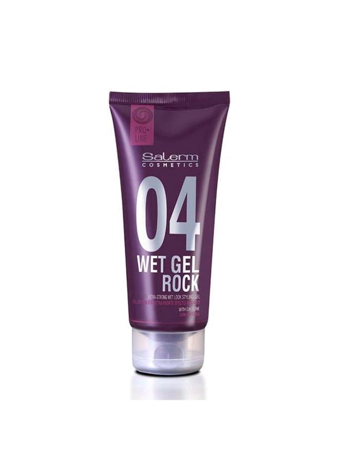 Hair Styling Gel - Pro Line Wet Gel Rock 04-200 ml - Long-Lasting Strong Hold - Wet Effect - with Caffeine and Fixative Resins - Leaves No Residue - Flexible Styling