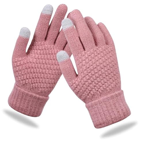 Tomorrow Winter Touchscreen Magic Gloves Warm Stretch Knitted Wool with Touch Screen, Woolen Comfort Full-Fingered Protection - Double Layered Combo of (One Size, 1 Pack- Pink)