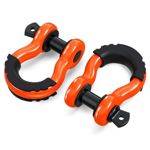 ORCISH 2PK D Ring Shackle 42000lb Break Strength D Ring Shackles 34 inch with Black Isolator Washer and 78 Screw Pin Tow Shackles Soft Shackle Kit for OffRoad Jeep Truck Vehicle Recovery
