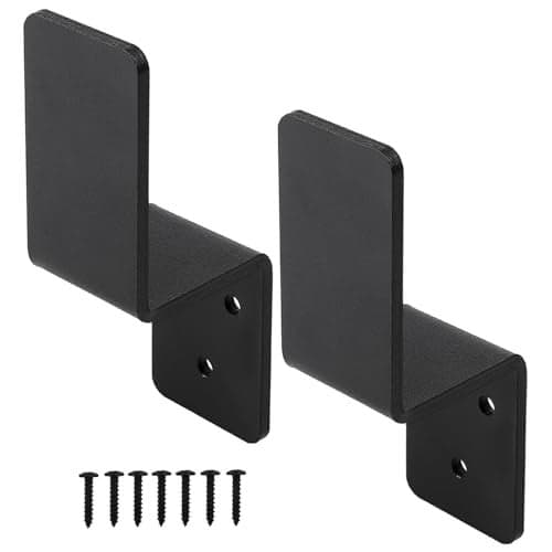 VANROUG 2x4 Door Barricade Brackets Z-Shape Black Security Door Lock Brackets Heavy Duty Drop Open Bar Holder Steel with Screw Fits 2x4 Lumber (2)