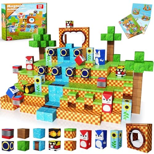 ToyUnited Magnetic Blocks 100PCS Magnetic Building Blocks STEM Building Game Montessori Sensory Toys for Kids Boys Girls Ages 3 4 5 6 7 8 9 10 Holiday Easter Birthday Gifts