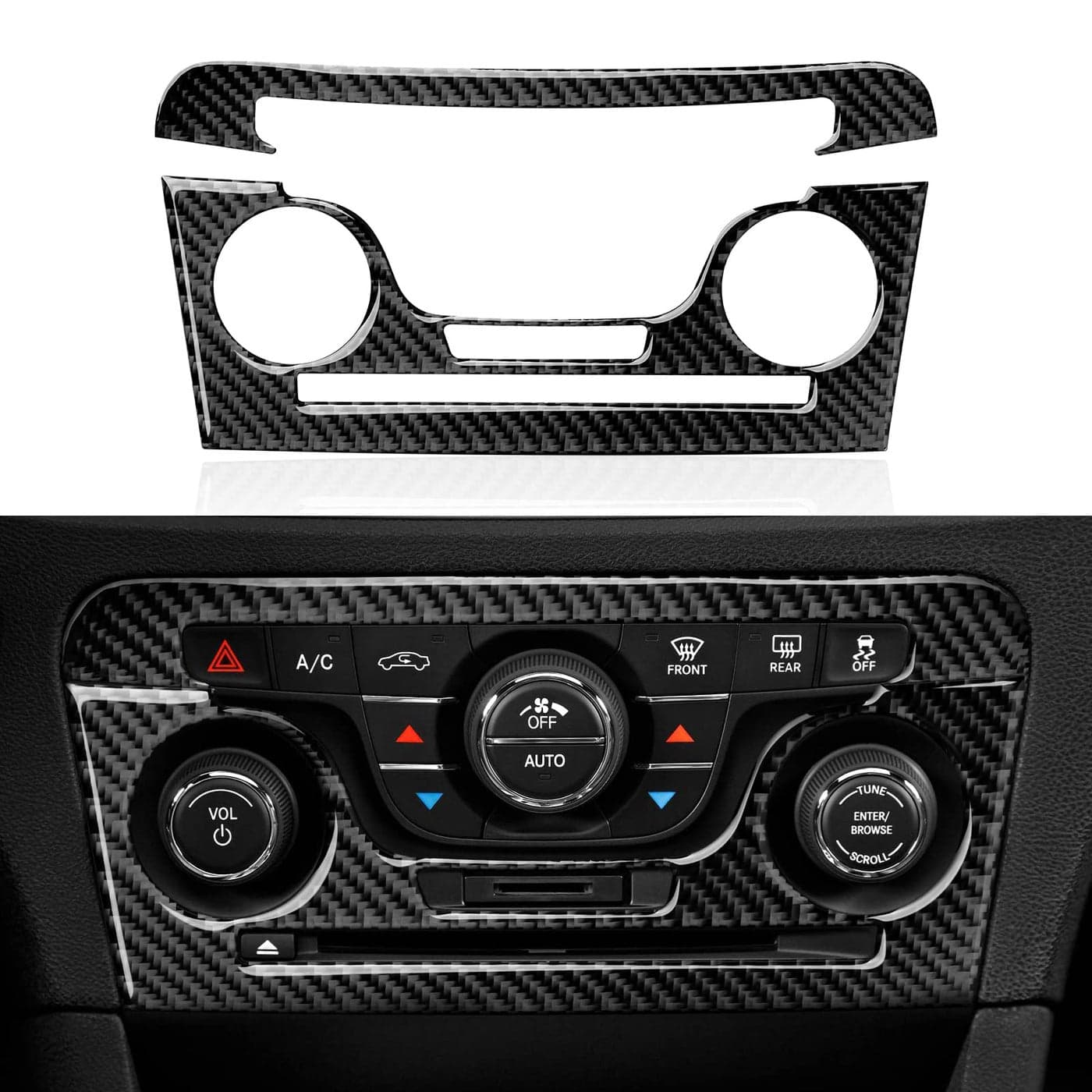 BRMYL Car Air Conditioner Volume Switch Panel Decals for 2011 2012 2013 2014 Dodge Charger Accessories Carbon Fiber Interior Stickers