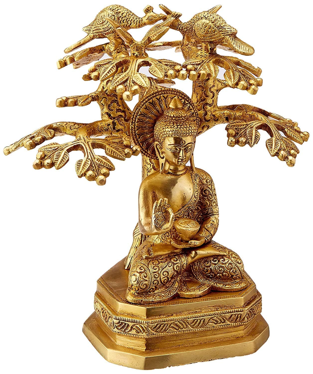 Dattatreya Buddha Under The Bodhi Tree Statue Brass, Height 9.5 Inches Home Decor