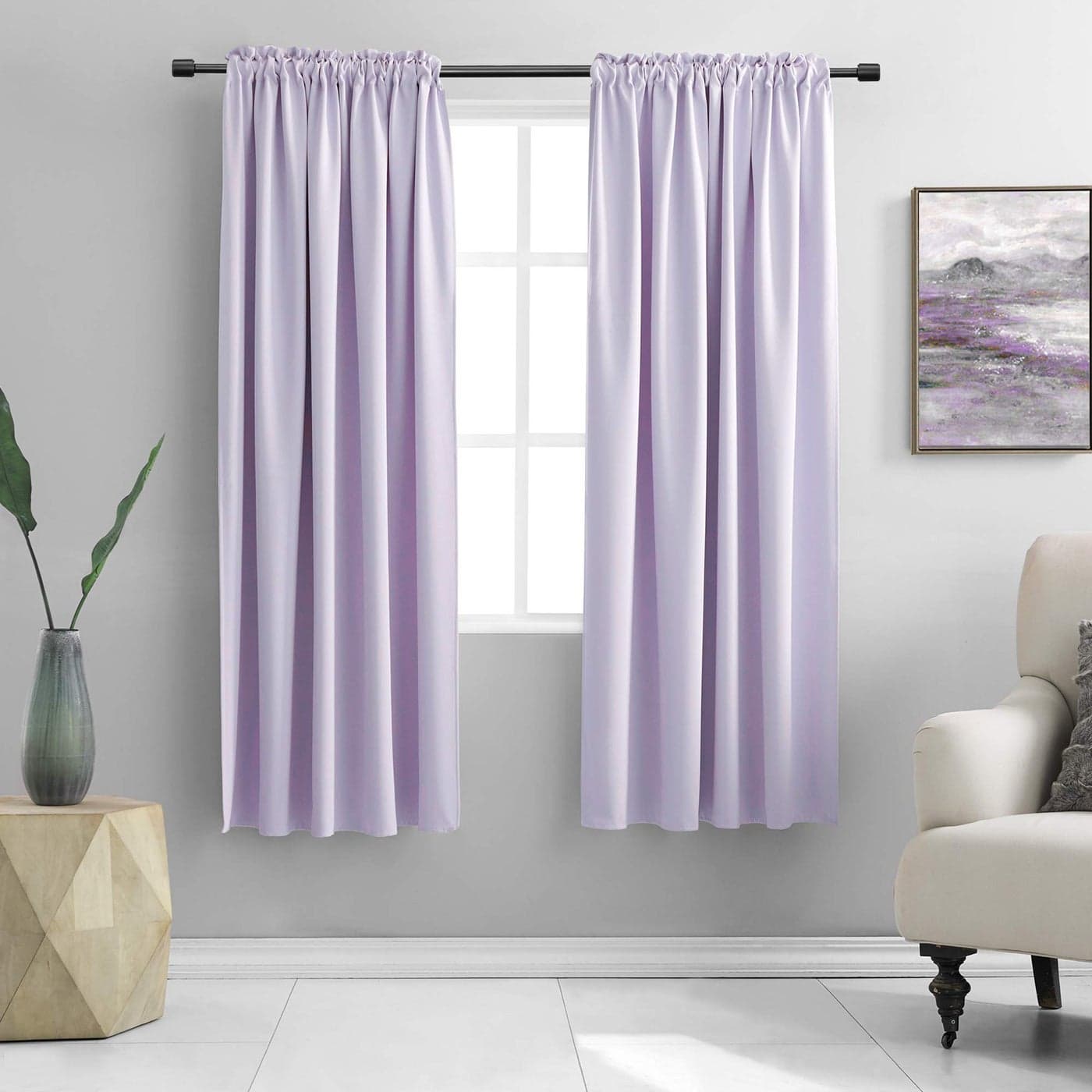 DONREN Lavender Purple Room Darkening Curtains for Kitchen Window Treatment Rod Pocket Curtain Drapes for Bedroom52 W by 63 Inch LengthSet of 2 Panels