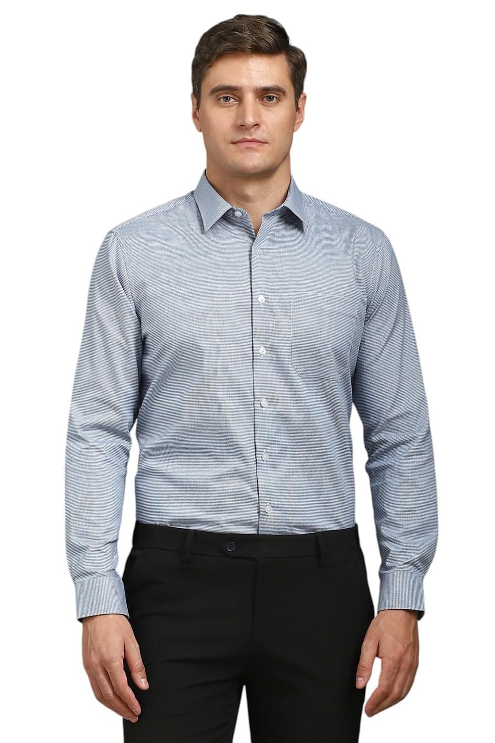Louis Philippe Men Cotton Regular Fit Shirt (LPSFMSLPH98067_Blue, 40