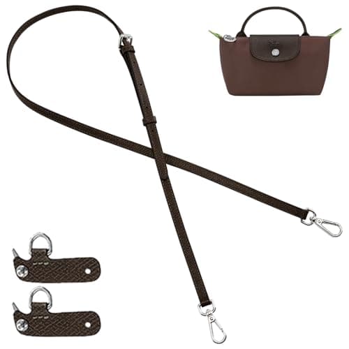 jiesinlov Mocha Leather Bag Shoulder Strap Replacement Crossbody Adjustable Conversion Kit Fit for Xs Le Pliage Mini Pouch Moka(NEW-MOCHA)