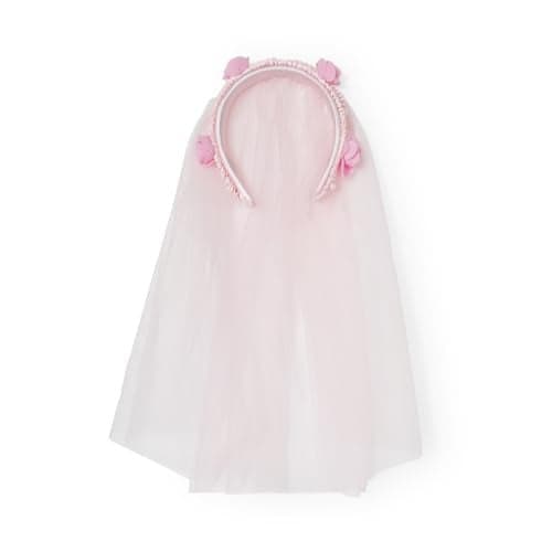 Radhu & Kabby Princess Headband with Pink Veil | Rose Flower Crown with Pearls | Party, Dress-Up, Cosplay & Birthday Accessory for Girls & Kids | Pack of 1