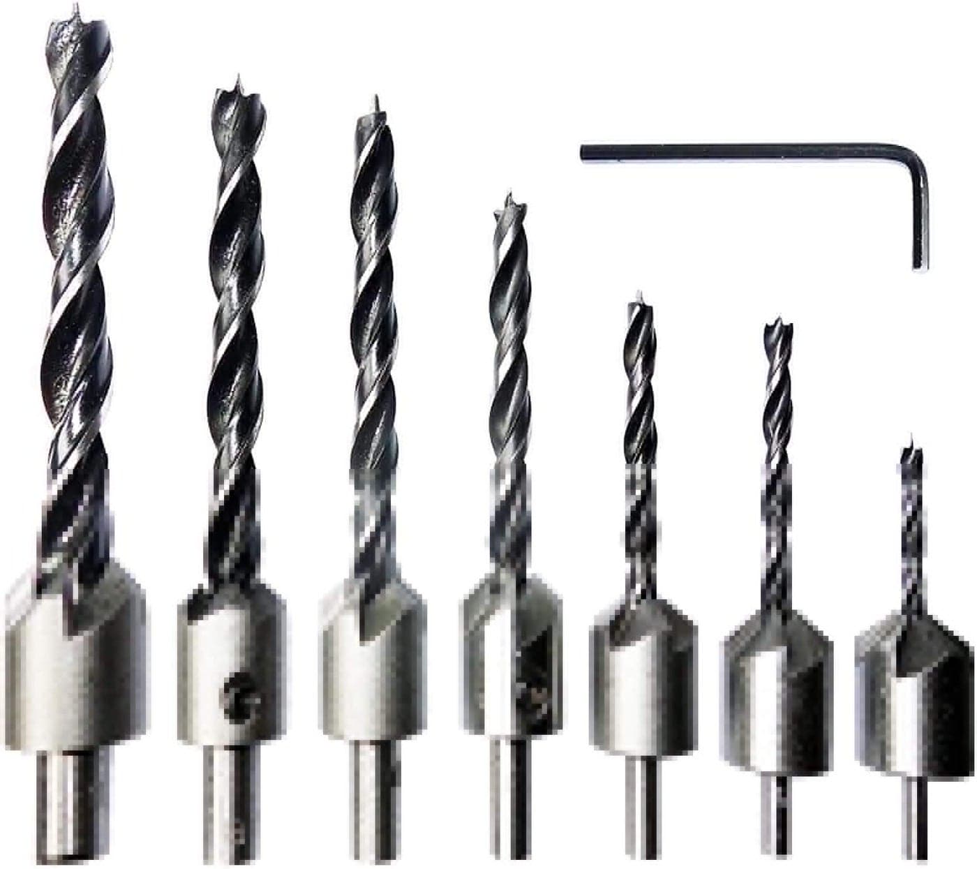Hetkrishi High Speed Steel Countersink Drill Bit Set Power Tools Accessories with Hex Key for Plastic Woodworking