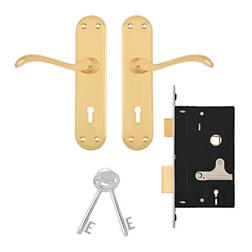 Godrej Mortise Door Lock Handle Set | 175mm Venus | 6-Lever Locking Mechanism | Reversible Latchbolt | Suitable for Left & Right Handed Doors (Brass Finish) | Warranty- 5 Years Warranty
