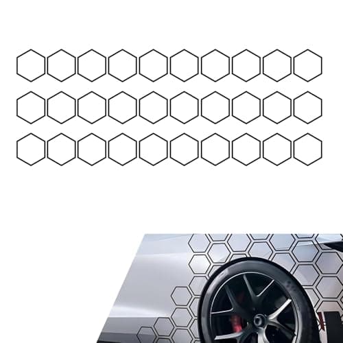Zosgrew 30 PCS Car Honeycomb Graphics Stickers Waterproof Reflective Honeycomb Hexagon Sticker 393 x 33 SelfAdhesive Car Side Body Door Decals Universal DIY Car Exterior Decals Black