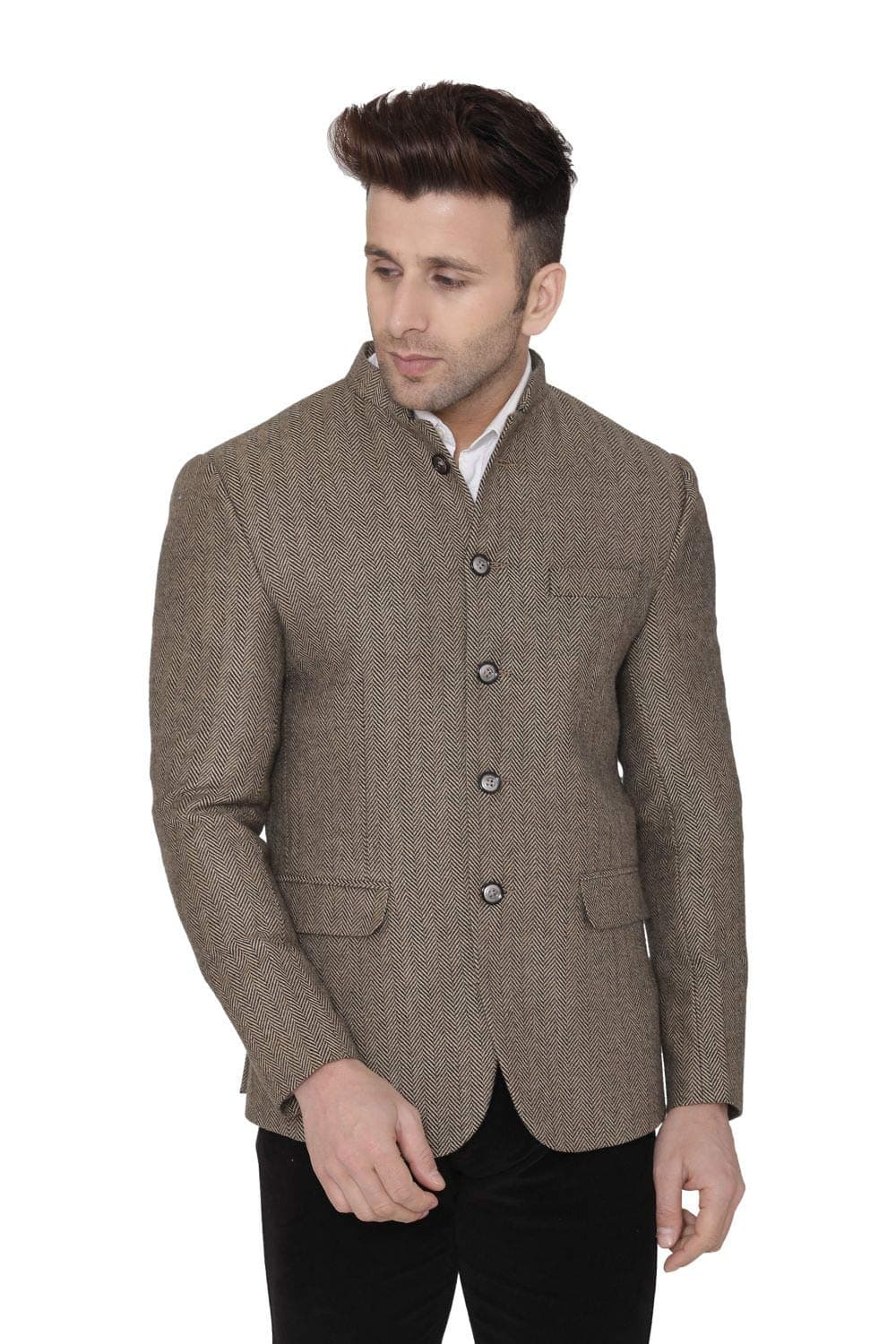 Wintage Men's Regular Fit Casual Blazer(Casual Blazer1407tweedwool04s42_Brown_42)