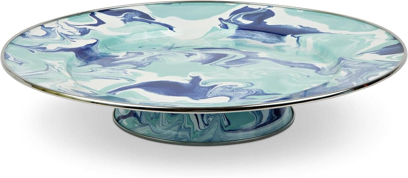 Golden Rabbit Enamelware 125 Cake Plate Lagoon