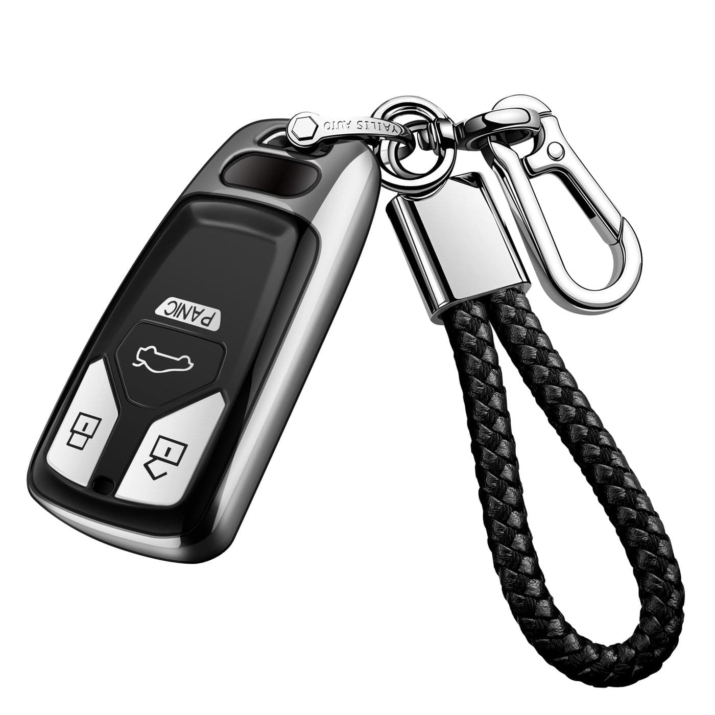 Tukellen for Audi Key Fob Cover with Keychain Special Soft TPU Key Case Cover Protector Compatible with Audi A4 Q7 Q5 TT A3 A6 SQ5 SQ7 R8 S5 Smart KeySilver