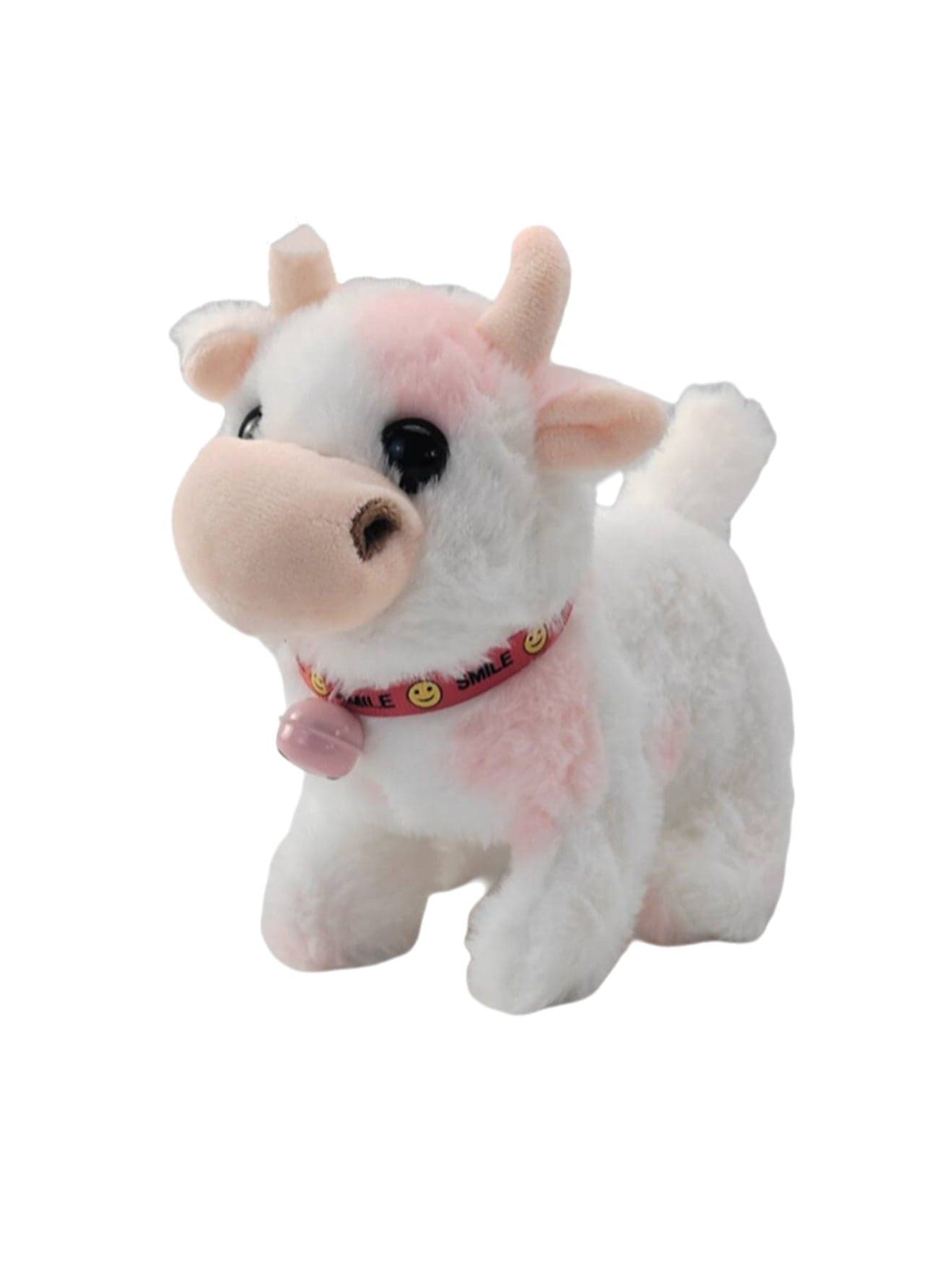 Pink Bell Cow Electronic Plush Toy Machine Simulates The Sound Of Calling, Can Walk And Wag Its Tail, Plush Interactive Toy Suitable For Children And Babies