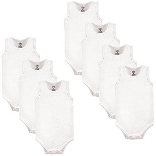Luvable Friends Unisex Baby Cotton Sleeveless Bodysuits, White, 0-3 Months