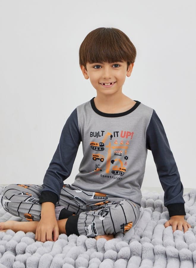Graphic Print Round Neck T-Shirt And Pyjama Set