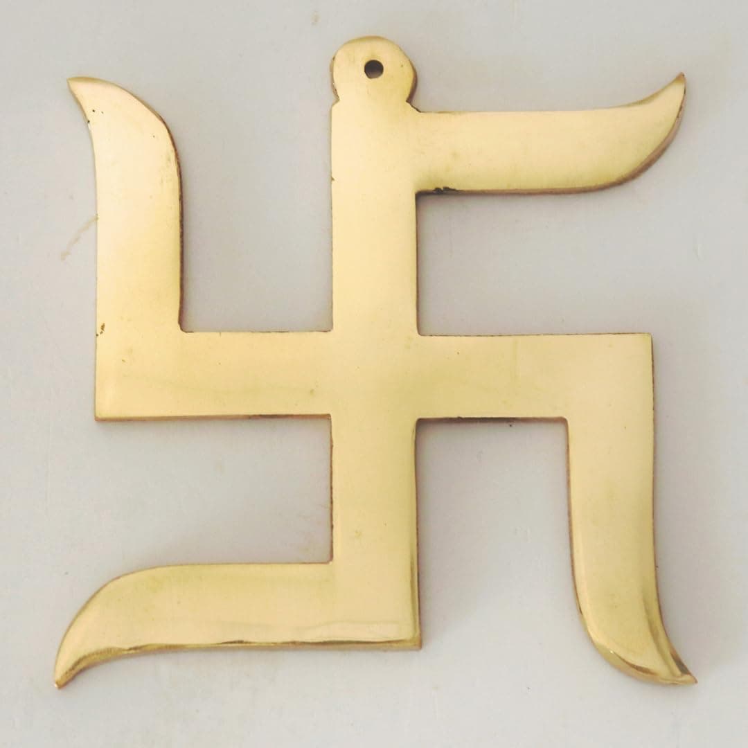 The Spiritual Living Brass Swastik Sticker for Door Entrance 4 Inch Swastik Wall Hanging Swastik for Mandir Bedroom Desk Pital Ka Swastik Vastu Remedy Ideal for Gifting