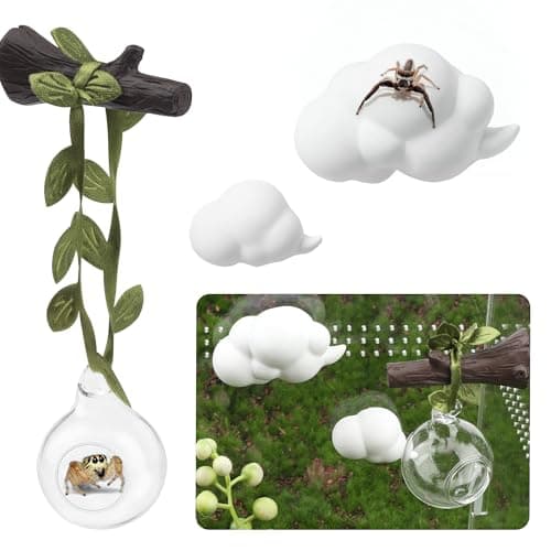 GAGILAND 4 Pcs Jumping Spider Accessories Glass Ball Habitat Cloud Platform Ledges Jumping Spider Hide for Decorating Jumping Spider Enclosure Climbing Exploration