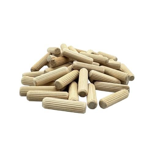 Rhino Wood Industries - 1/2" x 2" - 100 Pack Wooden Dowel Pins - Kiln Dried, Fluted, and Beveled (1/2" x 2", 100pk)