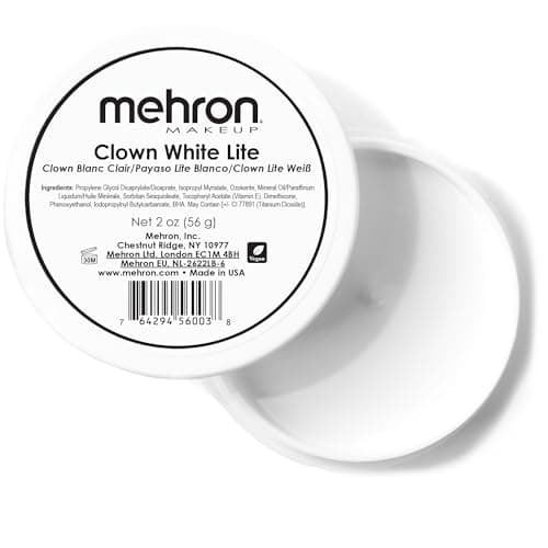 Mehron Makeup Clown White Lite Professional Face Paint Body Paint White Cream Face Paint for Clown Makeup Stage Film Cosplay Mime Halloween 2 oz 56g